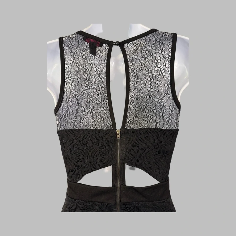 Material Girl Lace Overlay Black Sleeveless Party Mini Dress Size Small - Picture 5 of 9